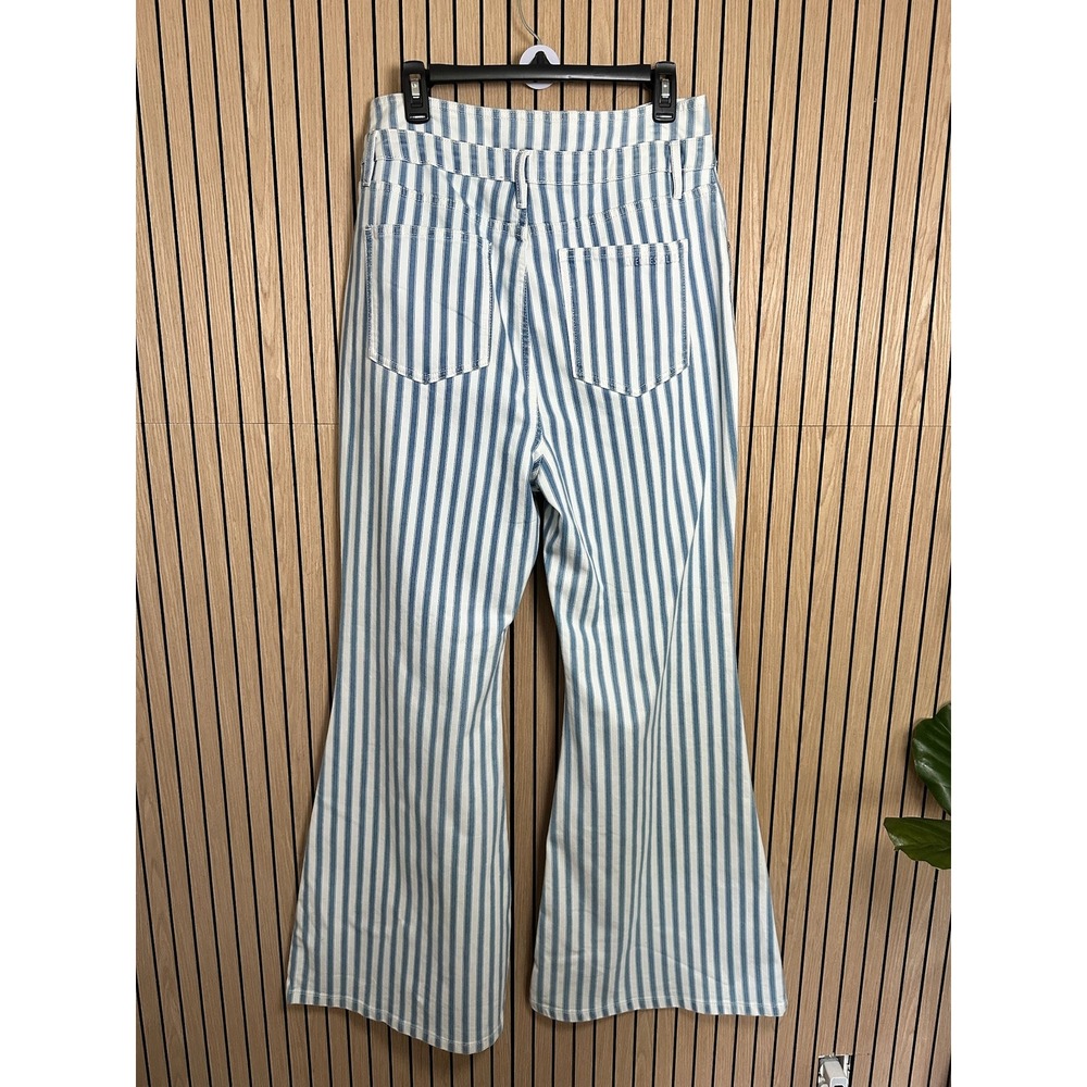 203 Avec Les Filles Stripe High Waist Super Flare Jeans - Size 14/32 NWT $148 - Picture 5 of 7